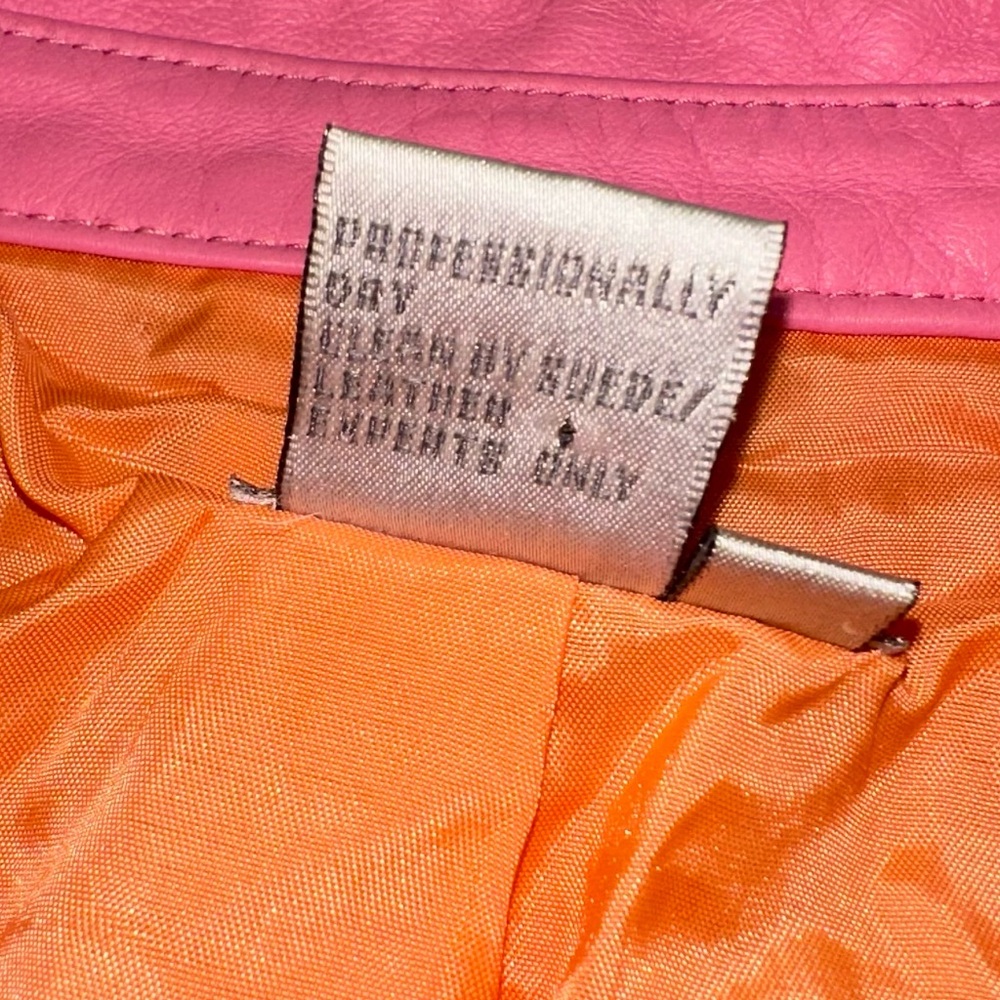 Worth Bubblegum Pink Leather Blazer Jacket Size 14 Butter Soft Quiet Luxury 90s - Picture 15 of 16
